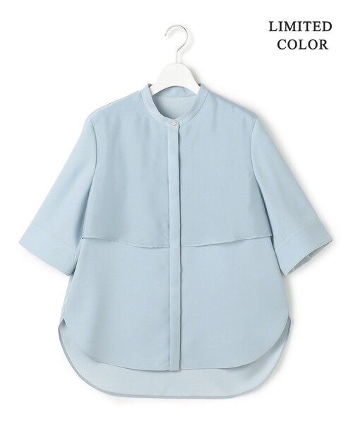 ICB(アイシービー)の「【WEB限定カラーあり】 FluidBackSatin バンドカラーシャツ(シャツ/ブラウス・レディース・ライトイエロー系/サックスブルー系/ネイビー系/ブラック系/グレー系・46/44/42/40/48)」の16枚目の写真