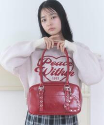 WEGO | WEGO/スタッズハートチャーム付きハトメボストン(ハンドバッグ)