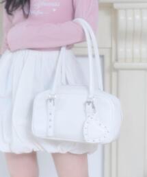 WEGO/スタッズハートチャーム付きハトメボストン