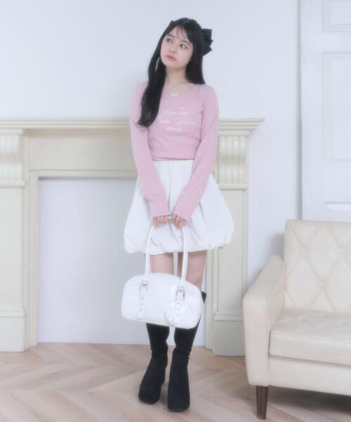 WEGO（ウィゴー）の「WEGO/スタッズハートチャーム付きハトメボストン（ハンドバッグ・レディース・ブラック/ホワイト/レッド・FREE）」の8枚目の写真