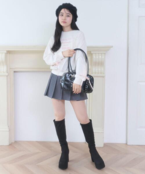 WEGO（ウィゴー）の「WEGO/スタッズハートチャーム付きハトメボストン（ハンドバッグ・レディース・ブラック/ホワイト/レッド・FREE）」の12枚目の写真