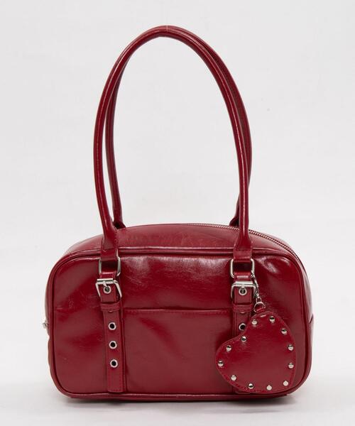 WEGO（ウィゴー）の「WEGO/スタッズハートチャーム付きハトメボストン（ハンドバッグ・レディース・ブラック/ホワイト/レッド・FREE）」の22枚目の写真