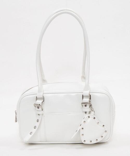 WEGO（ウィゴー）の「WEGO/スタッズハートチャーム付きハトメボストン（ハンドバッグ・レディース・ブラック/ホワイト/レッド・FREE）」の20枚目の写真