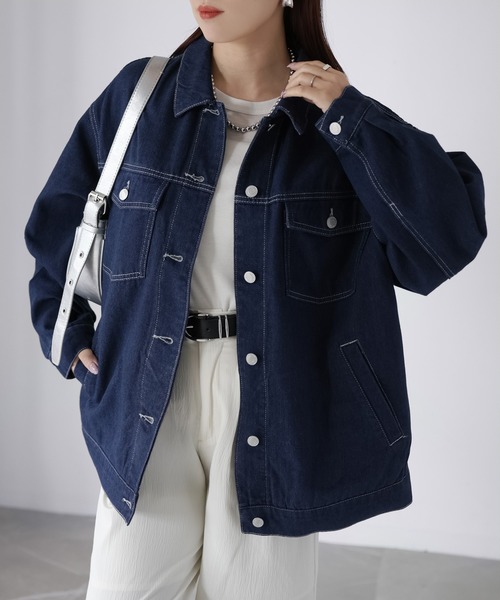 Riberry（リベリー）の「オーバーサイズデニムジャケット（デニムジャケット・レディース・ブラック/ブルー/ネイビー・FREE）」の3枚目の写真