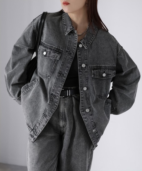 Riberry（リベリー）の「オーバーサイズデニムジャケット（デニムジャケット・レディース・ブラック/ブルー/ネイビー・FREE）」の2枚目の写真