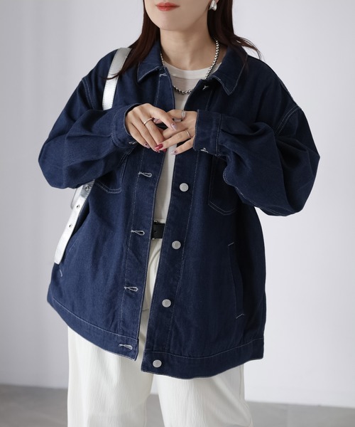 Riberry(リベリー)の「オーバーサイズデニムジャケット(デニムジャケット・レディース・ブラック/ブルー/ネイビー・FREE)」の17枚目の写真