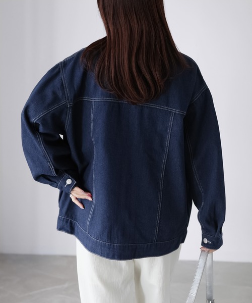 Riberry（リベリー）の「オーバーサイズデニムジャケット（デニムジャケット・レディース・ブラック/ブルー/ネイビー・FREE）」の22枚目の写真