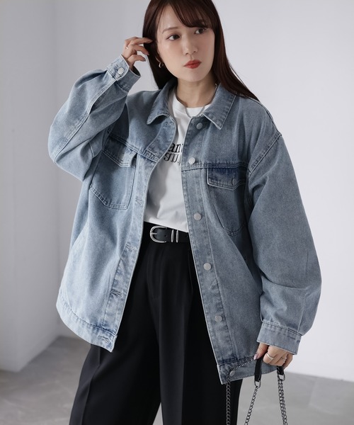 Riberry（リベリー）の「オーバーサイズデニムジャケット（デニムジャケット・レディース・ブラック/ブルー/ネイビー・FREE）」の19枚目の写真