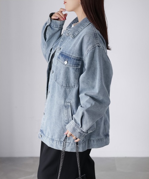 Riberry（リベリー）の「オーバーサイズデニムジャケット（デニムジャケット・レディース・ブラック/ブルー/ネイビー・FREE）」の18枚目の写真