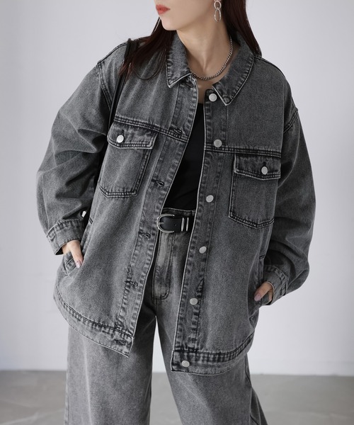 Riberry（リベリー）の「オーバーサイズデニムジャケット（デニムジャケット・レディース・ブラック/ブルー/ネイビー・FREE）」の6枚目の写真