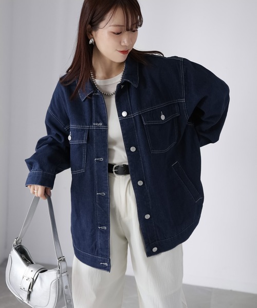 Riberry（リベリー）の「オーバーサイズデニムジャケット（デニムジャケット・レディース・ブラック/ブルー/ネイビー・FREE）」の4枚目の写真
