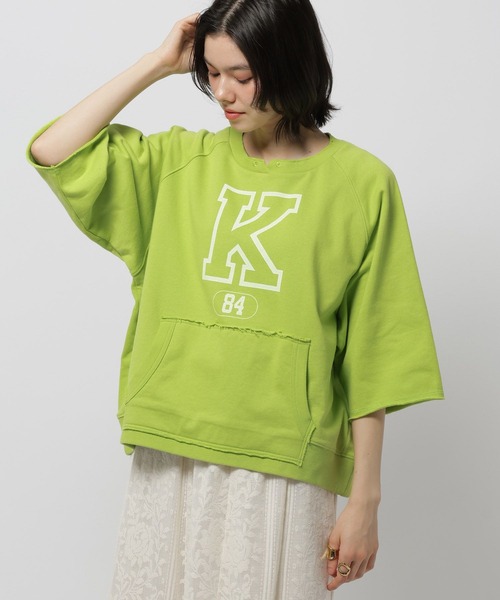 niko and...（ニコアンド）の「BIGレターカレッジ半袖プルオーバー（Tシャツ/カットソー・レディース・グレー/ナチュラル/グリーン・FREE）」の3枚目の写真