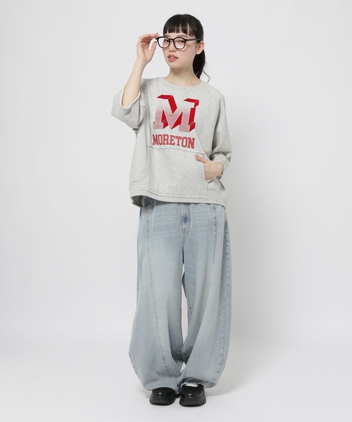 niko and...（ニコアンド）の「BIGレターカレッジ半袖プルオーバー（Tシャツ/カットソー・レディース・グレー/ナチュラル/グリーン・FREE）」の10枚目の写真