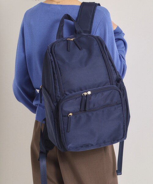 ITS'DEMO（イッツデモ）の「【PC対応】ツイル14ポケットリュック（バックパック/リュック・レディース・ライトベージュ/ブラック/ネイビー/ライトグレー・00）」の4枚目の写真