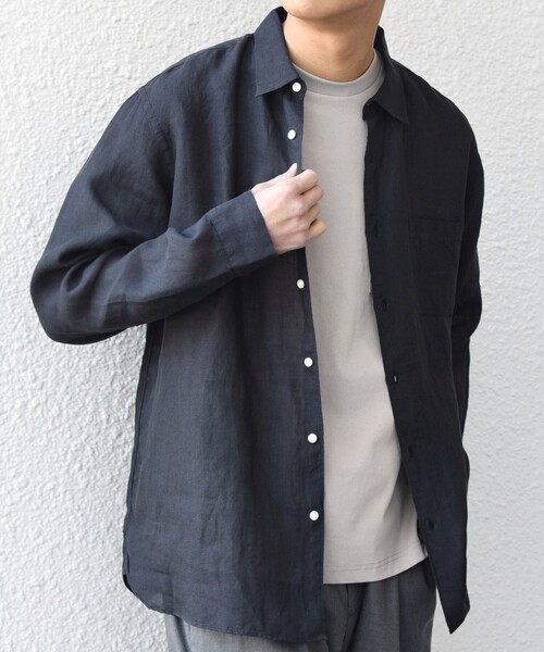 SHIPS any:〈洗濯機可能〉ピュアリネン レギュラーカラー シャツ 26SS