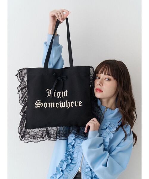 jouetie（ジュエティ）の「ロゴレースフリルトートバッグ（トートバッグ・レディース・カーキ/ブラック/アイボリー/ブルー・FREE）」の6枚目の写真