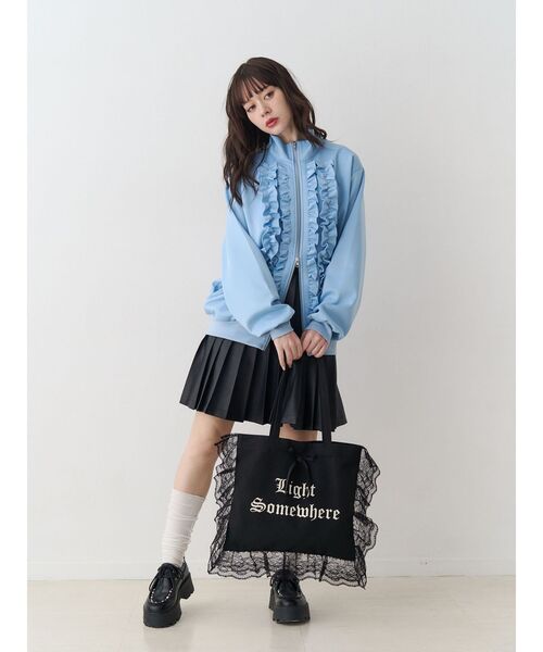 jouetie（ジュエティ）の「ロゴレースフリルトートバッグ（トートバッグ・レディース・カーキ/ブラック/アイボリー/ブルー・FREE）」の10枚目の写真