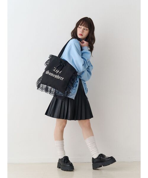 jouetie（ジュエティ）の「ロゴレースフリルトートバッグ（トートバッグ・レディース・カーキ/ブラック/アイボリー/ブルー・FREE）」の11枚目の写真