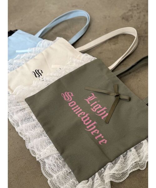 jouetie（ジュエティ）の「ロゴレースフリルトートバッグ（トートバッグ・レディース・カーキ/ブラック/アイボリー/ブルー・FREE）」の12枚目の写真