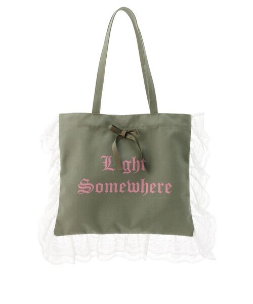 jouetie（ジュエティ）の「ロゴレースフリルトートバッグ（トートバッグ・レディース・カーキ/ブラック/アイボリー/ブルー・FREE）」の3枚目の写真