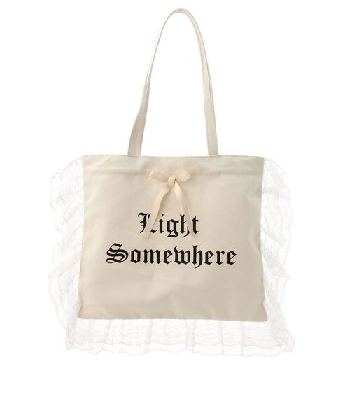 jouetie（ジュエティ）の「ロゴレースフリルトートバッグ（トートバッグ・レディース・カーキ/ブラック/アイボリー/ブルー・FREE）」の2枚目の写真