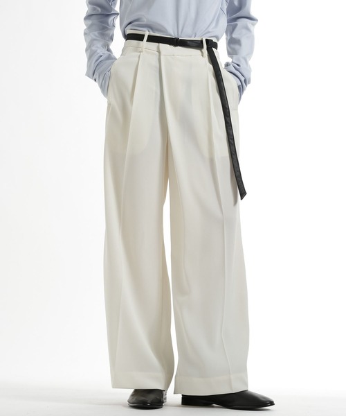 HARE(ハレ)の「ドライカルゼアシメワイドパンツ(HARE)(スラックス・メンズ・ブラック/ブラウン/ホワイト・SMALL/MEDIUM)」の1枚目の写真