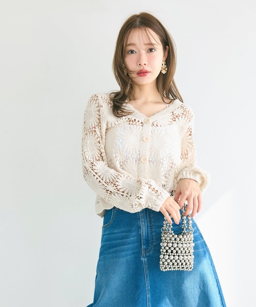 coca(coca)(コカ)の「鍵編みフラワーカーディガン(カーディガン/ボレロ・レディース・アイボリー・ONE SIZE)」の11枚目の写真