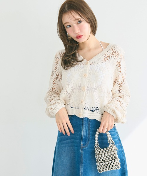 coca(coca)(コカ)の「鍵編みフラワーカーディガン(カーディガン/ボレロ・レディース・アイボリー・ONE SIZE)」の13枚目の写真