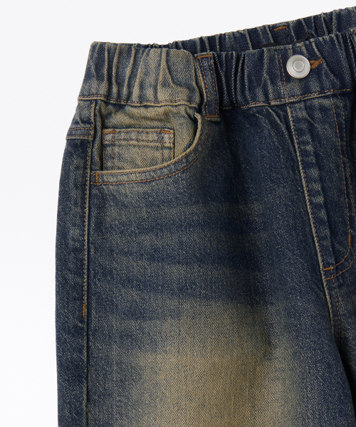 MUSINSA STANDARD KIDS（ムシンサスタンダードキッズ）の「ビッグブラシワイドバンディングデニムパンツ[イエローディープインディゴ]（デニムパンツ・レディース・その他・100/110/120/130/140/150/160）」の4枚目の写真