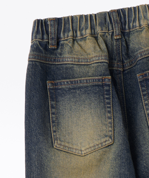 MUSINSA STANDARD KIDS（ムシンサスタンダードキッズ）の「ビッグブラシワイドバンディングデニムパンツ[イエローディープインディゴ]（デニムパンツ・レディース・その他・100/110/120/130/140/150/160）」の6枚目の写真