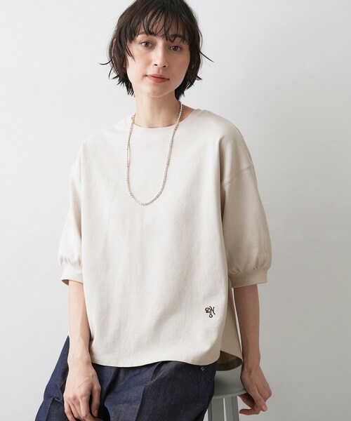 Dessin(デッサン)の「【新色追加/360度可愛い】バックヘンリーカットソー5分袖(Tシャツ/カットソー・レディース・ブルー系その他/ライトグレー/ナチュラル/ホワイト系/ピンク系/グレー/レンガ/グリーン/ネイビー・03/00/02/01)」の4枚目の写真