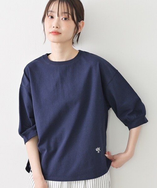 Dessin(デッサン)の「【新色追加/360度可愛い】バックヘンリーカットソー5分袖(Tシャツ/カットソー・レディース・ブルー系その他/ライトグレー/ナチュラル/ホワイト系/ピンク系/グレー/レンガ/グリーン/ネイビー・03/00/02/01)」の6枚目の写真