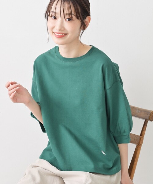 Dessin(デッサン)の「【新色追加/360度可愛い】バックヘンリーカットソー5分袖(Tシャツ/カットソー・レディース・ブルー系その他/ライトグレー/ナチュラル/ホワイト系/ピンク系/グレー/レンガ/グリーン/ネイビー・03/00/02/01)」の5枚目の写真