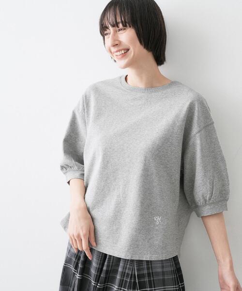 Dessin(デッサン)の「【360度可愛い】バックヘンリーカットソー5分袖(Tシャツ/カットソー・レディース・ブルー系その他/ライトグレー/ナチュラル/ホワイト系/ピンク系/グレー/レンガ/グリーン/ネイビー・03/00/02/01)」の18枚目の写真
