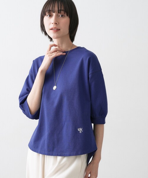 Dessin(デッサン)の「【新色追加/360度可愛い】バックヘンリーカットソー5分袖(Tシャツ/カットソー・レディース・ブルー系その他/ライトグレー/ナチュラル/ホワイト系/ピンク系/グレー/レンガ/グリーン/ネイビー・03/00/02/01)」の20枚目の写真