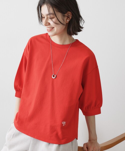 Dessin(デッサン)の「【新色追加/360度可愛い】バックヘンリーカットソー5分袖(Tシャツ/カットソー・レディース・ブルー系その他/ライトグレー/ナチュラル/ホワイト系/ピンク系/グレー/レンガ/グリーン/ネイビー・03/00/02/01)」の16枚目の写真