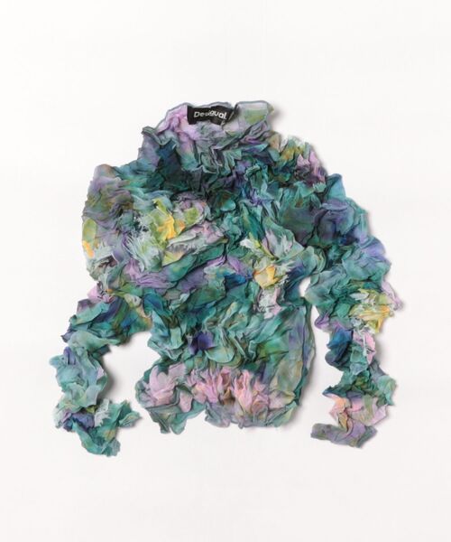Desigual デシグアル　ブラウス　シフォン　柄　派手　Lサイズ デシグアル 花柄 刺しゅう シフォンブラウス XL 大きいサイズ 派手柄