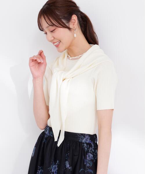 PROPORTION BODY DRESSING（プロポーションボディドレッシング）の「＜加藤栞さん着用＞トライアングルスカーフ付きニット / 1216170415（ニット/セーター・レディース・ホワイト系その他/ベージュ/イエロー・FREE）」の2枚目の写真
