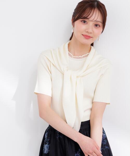 PROPORTION BODY DRESSING（プロポーションボディドレッシング）の「＜加藤栞さん着用＞トライアングルスカーフ付きニット / 1216170415（ニット/セーター・レディース・ホワイト系その他/ベージュ/イエロー・FREE）」の4枚目の写真