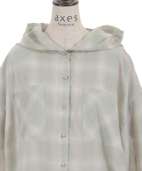axes femme(アクシーズファム)の「フード付きチェックシャツ(シャツ/ブラウス・レディース・ブラック/グリーン/キナリ・FREE)」の17枚目の写真