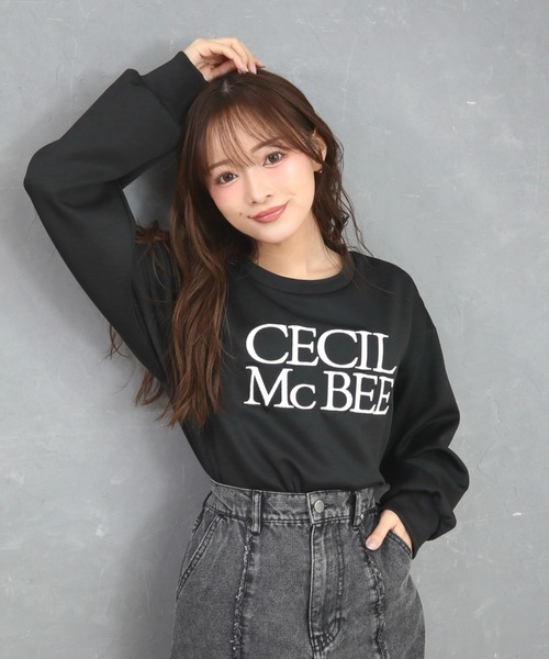 CECIL McBEE（セシルマクビー）の「刺繍ロゴクルーネックプルオーバー（スウェット・レディース・アイボリー/ブラック・LARGE/MEDIUM）」の9枚目の写真
