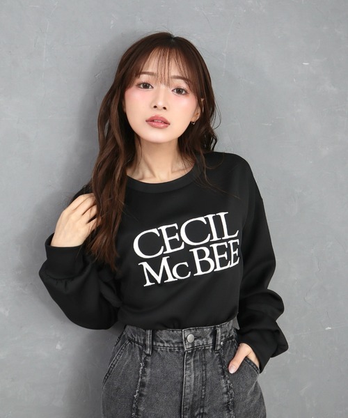 CECIL McBEE（セシルマクビー）の「刺繍ロゴクルーネックプルオーバー（スウェット・レディース・アイボリー/ブラック・LARGE/MEDIUM）」の8枚目の写真