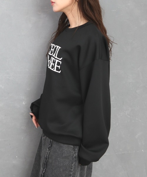 CECIL McBEE（セシルマクビー）の「刺繍ロゴクルーネックプルオーバー（スウェット・レディース・アイボリー/ブラック・LARGE/MEDIUM）」の7枚目の写真