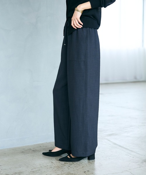 CROSS FUNCTION（クロスファンクション）の「《シワになりにくい》サマナチュラ リネンライクイージーワイドパンツ【CROSS FUNCTION/クロスファンクション】（その他パンツ・レディース・ライトベージュ/チャコールグレー・M/L/LL）」の6枚目の写真