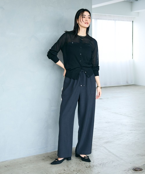 CROSS FUNCTION（クロスファンクション）の「《シワになりにくい》サマナチュラ リネンライクイージーワイドパンツ【CROSS FUNCTION/クロスファンクション】（その他パンツ・レディース・ライトベージュ/チャコールグレー・M/L/LL）」の12枚目の写真