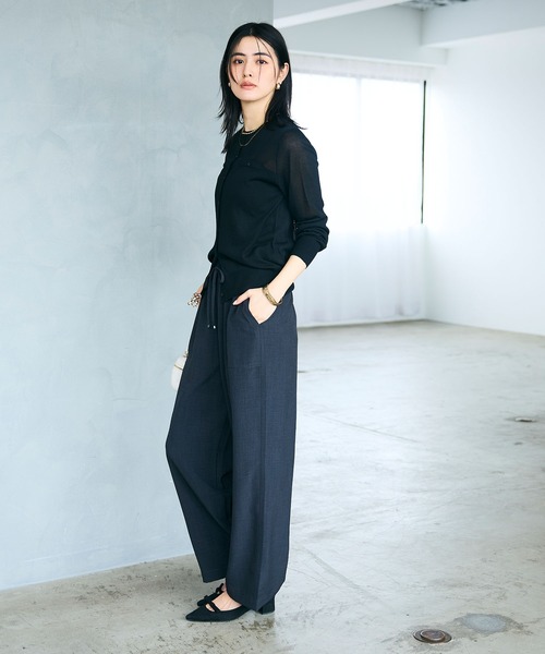 CROSS FUNCTION（クロスファンクション）の「《シワになりにくい》サマナチュラ リネンライクイージーワイドパンツ【CROSS FUNCTION/クロスファンクション】（その他パンツ・レディース・ライトベージュ/チャコールグレー・M/L/LL）」の15枚目の写真