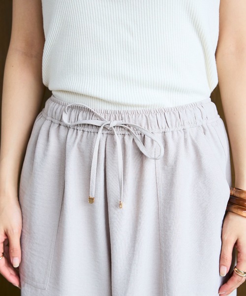 CROSS FUNCTION（クロスファンクション）の「《シワになりにくい》サマナチュラ リネンライクイージーワイドパンツ【CROSS FUNCTION/クロスファンクション】（その他パンツ・レディース・ライトベージュ/チャコールグレー・M/L/LL）」の8枚目の写真
