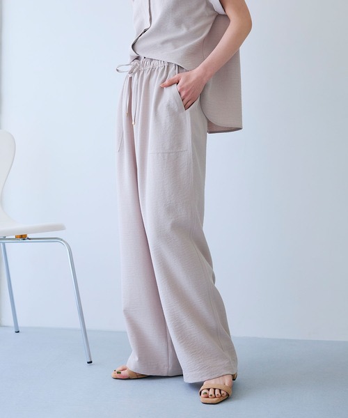 CROSS FUNCTION（クロスファンクション）の「《シワになりにくい》サマナチュラ リネンライクイージーワイドパンツ【CROSS FUNCTION/クロスファンクション】（その他パンツ・レディース・ライトベージュ/チャコールグレー・M/L/LL）」の22枚目の写真