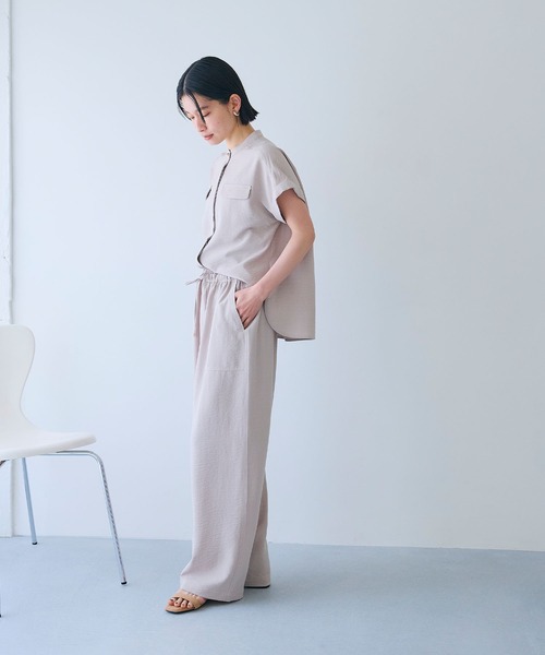 CROSS FUNCTION（クロスファンクション）の「《シワになりにくい》サマナチュラ リネンライクイージーワイドパンツ【CROSS FUNCTION/クロスファンクション】（その他パンツ・レディース・ライトベージュ/チャコールグレー・M/L/LL）」の17枚目の写真