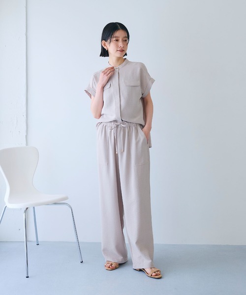 CROSS FUNCTION（クロスファンクション）の「《シワになりにくい》サマナチュラ リネンライクイージーワイドパンツ【CROSS FUNCTION/クロスファンクション】（その他パンツ・レディース・ライトベージュ/チャコールグレー・M/L/LL）」の18枚目の写真